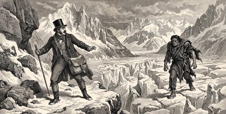 rencontre de Frankenstein et sa créature sur la mer de glace